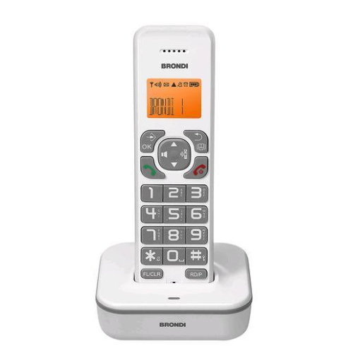 BRONDI BRAVO STAR CORDLESS DECT TASTI GRANDI VIVAVOCE IDENTIFICATORE DI CHIAMATE BIANCO/GRIGIO